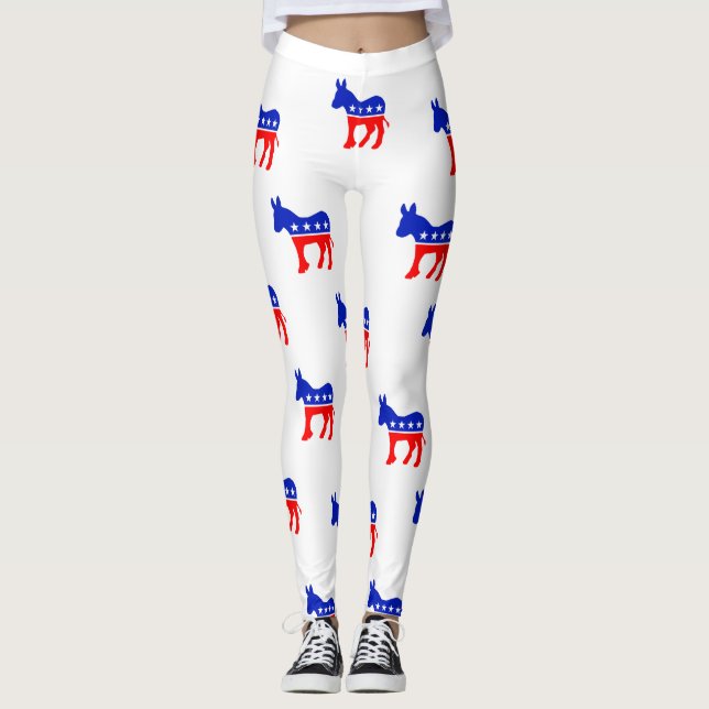 Leggings Guêtres blanches de symbole d'âne de Démocrate et (Devant)