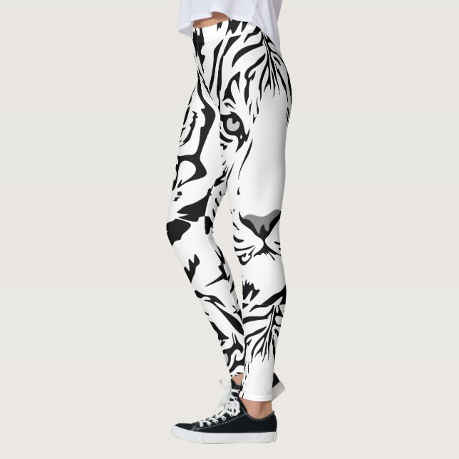 Leggings Guêtres blanches d'impression de tigre (Gauche)