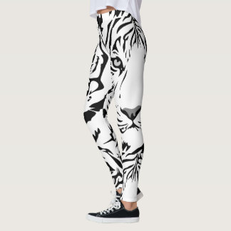 Leggings Guêtres blanches d'impression de tigre