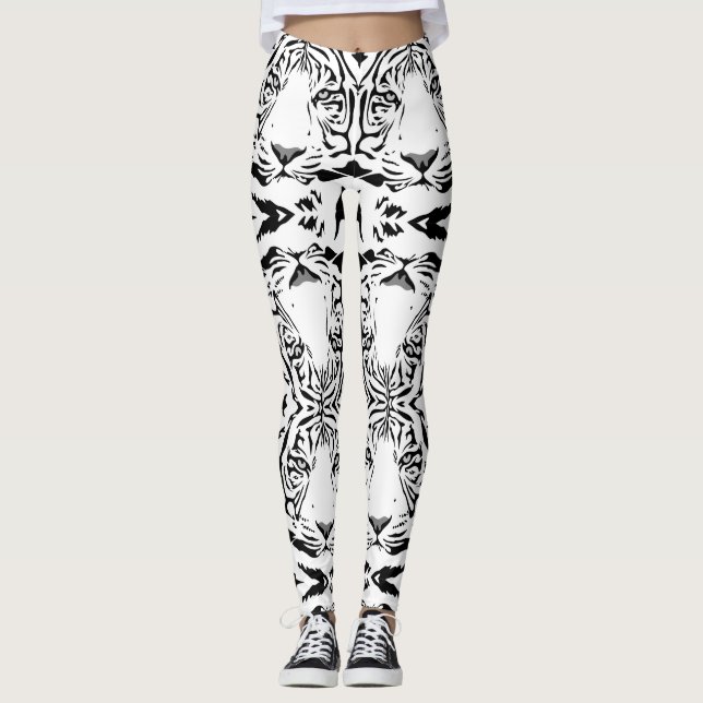 Leggings Guêtres blanches uniques de tigre (Devant)