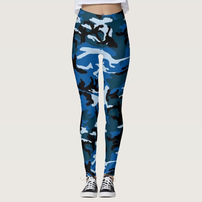 Leggings guêtres bleues de camo (Devant)