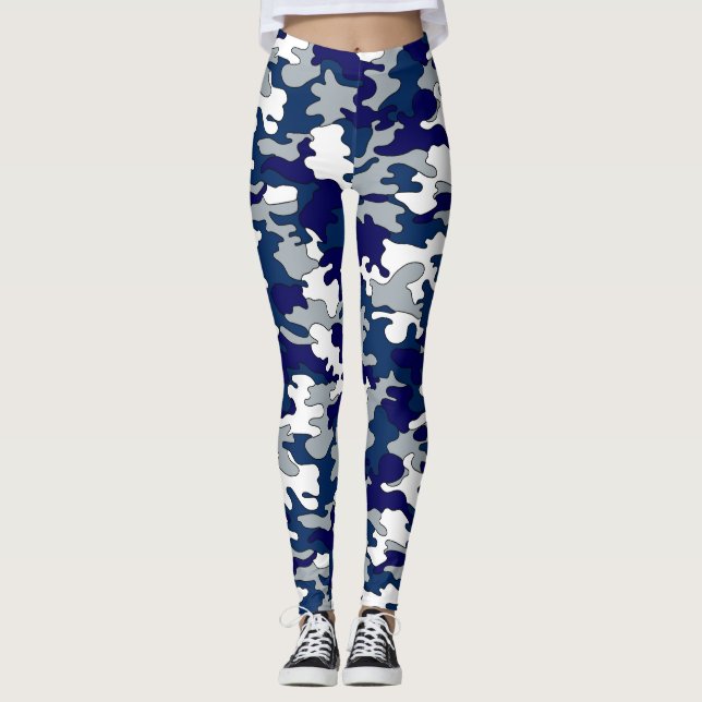 Leggings Guêtres bleues et grises de Camo (Devant)