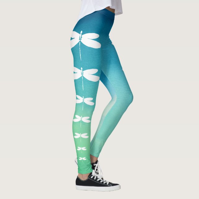 Leggings Guêtres bleues et vertes de libellule (Droite)