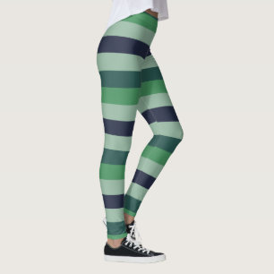 Leggings Guêtres bleues et vertes de rayure