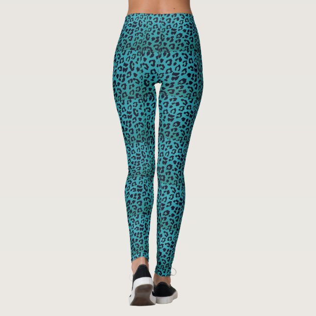 Leggings Guêtres bleues géniales d'empreinte de léopard (Dos)