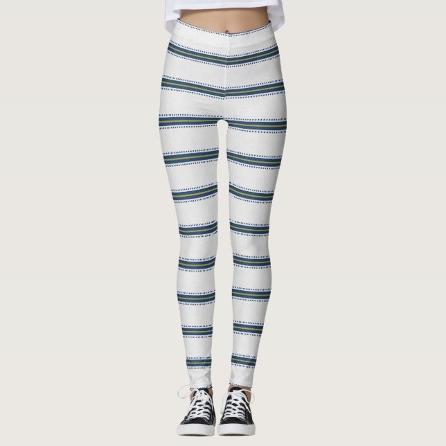 Leggings Guêtres chics de rayure bleue (Devant)