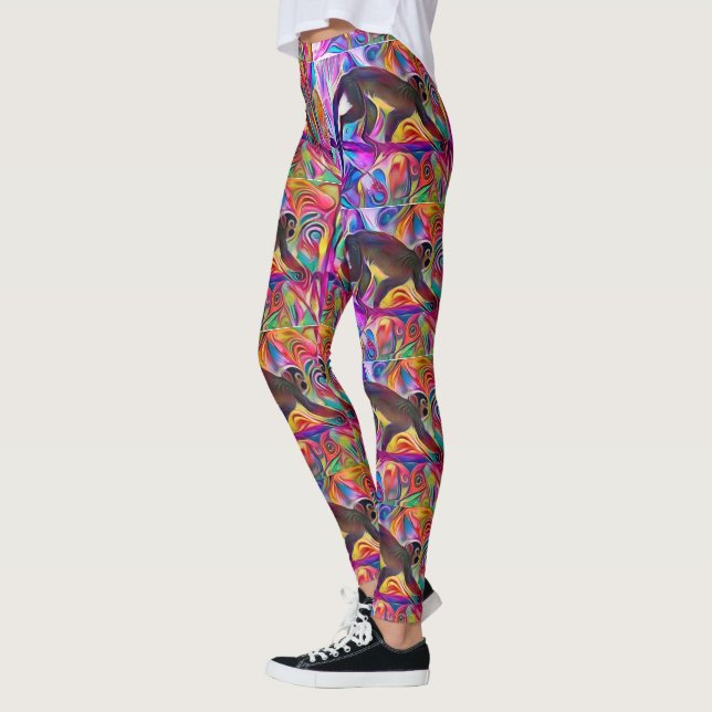 Leggings Guêtres colorées d'art de singe d'araignée (Gauche)