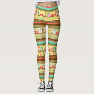 Leggings Guêtres colorées de hiboux d'amour