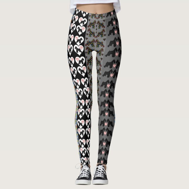 Leggings Guêtres d'amusement de Schnauzer (Devant)