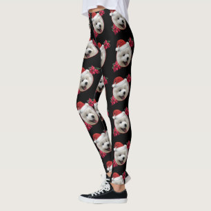 Leggings Guêtres d'art de chiot de Samoyed de Noël