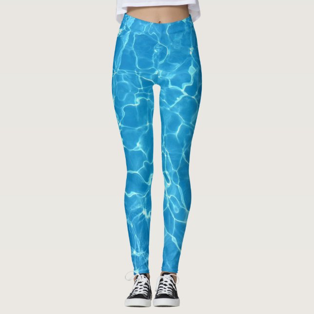 Leggings Guêtres de bleu d'Aqua d'océan de piscine d'eau (Devant)