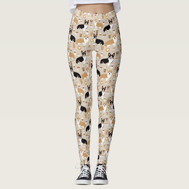 Leggings Guêtres de café de corgi - corgis de cardigan (Devant)