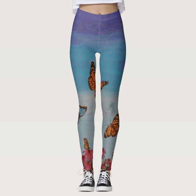 Leggings Guêtres de champ de papillon (Devant)