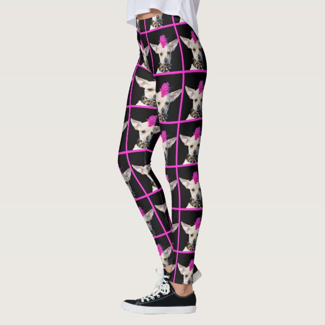 Leggings Guêtres de chien de chiwawa de punk rock (Gauche)