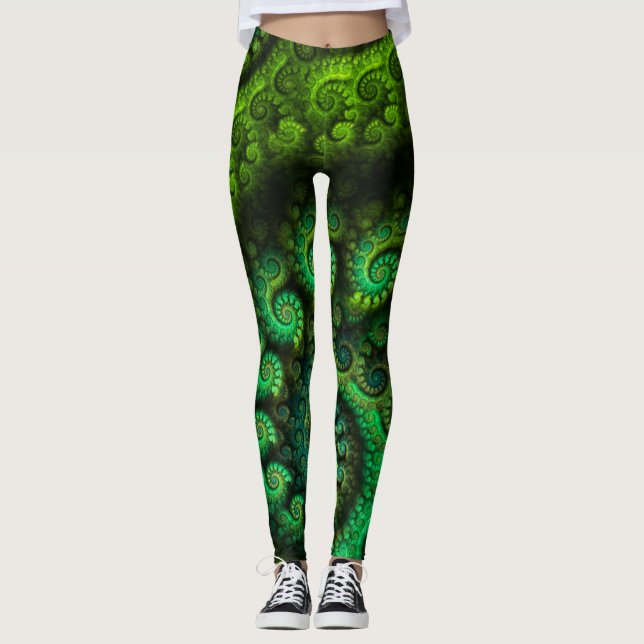 Leggings Guêtres de coutume de fractale d'amour de la terre (Devant)
