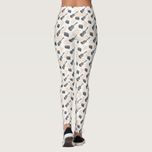 Leggings Guêtres de coutume de motif de radio de guitare de
