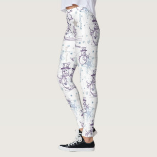 Leggings Guêtres de croquis de bonhomme de neige d'hiver