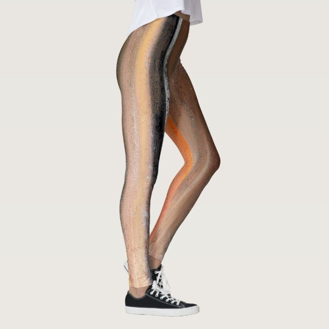 Leggings Guêtres de danse d'abrégé sur orange et brun (Droite)