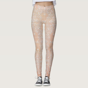 Leggings Guêtres de dentelle de damassé de diamant de pêche