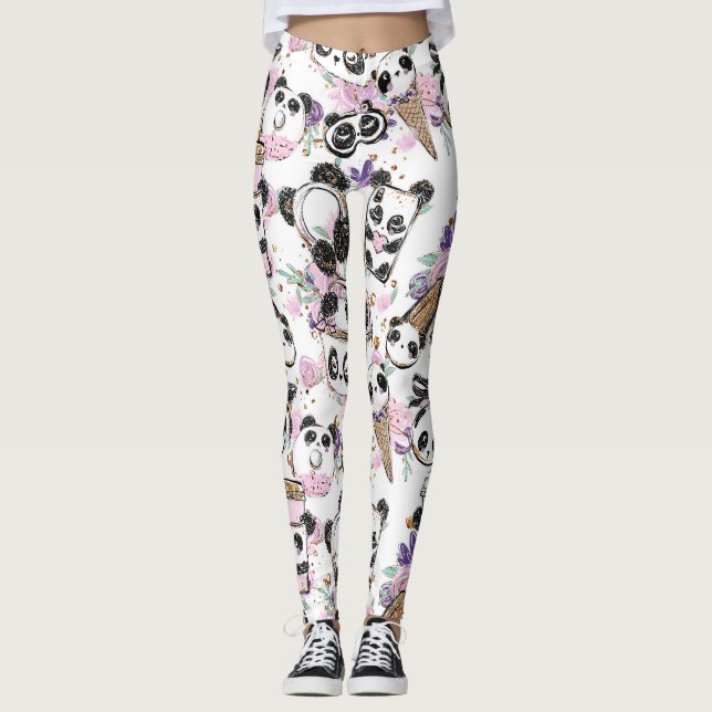Leggings Guêtres de diva de panda et culotte de yoga (Devant)