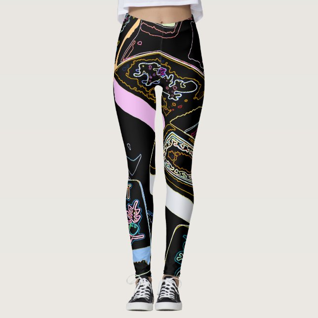 Leggings Guêtres de fleur d'heure-milliampère Jongg (Devant)