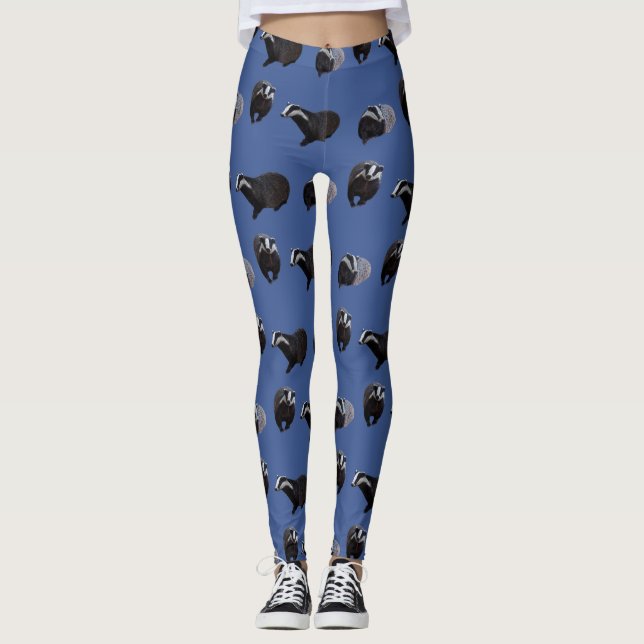 Leggings Guêtres de frénésie de blaireau (bleues) (Devant)