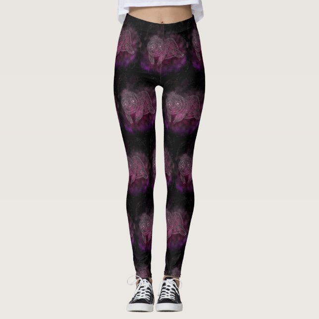 Leggings Guêtres de galaxie de paresse (Devant)