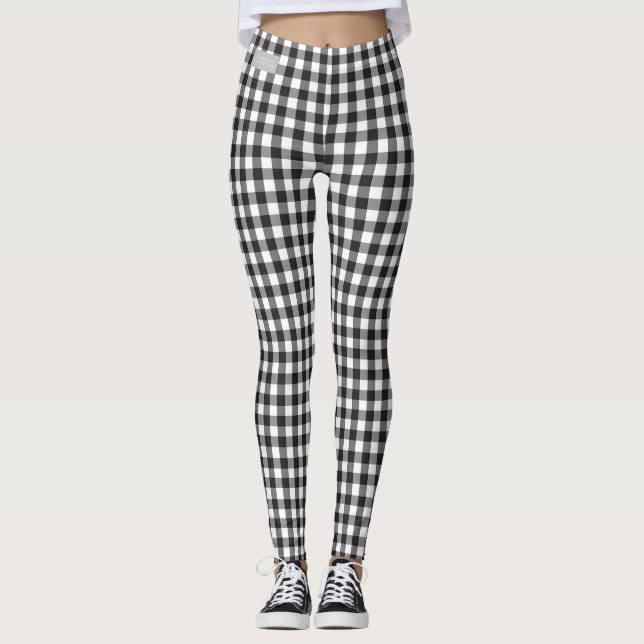 Leggings Guêtres de guingan de noir de COLLECTION de (Devant)