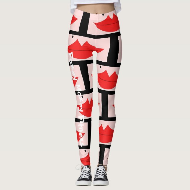 Leggings Guêtres de lèvre de forme physique de Foxey Moxey (Devant)