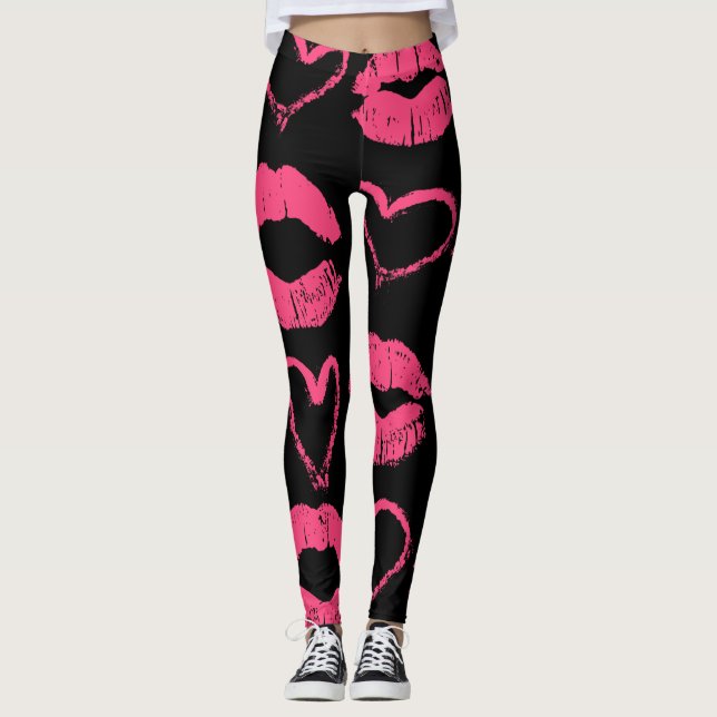 Leggings Guêtres de lèvres d'amour (Devant)