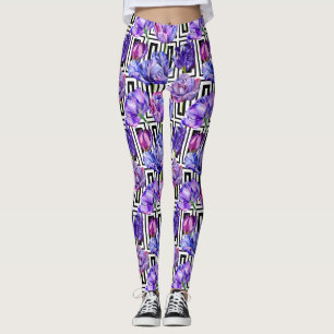 Leggings Guêtres de lilas de l'aquarelle des femmes