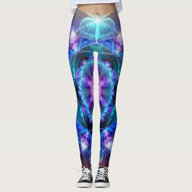 Leggings Guêtres de mandala de fleur de Fibonacci (Devant)