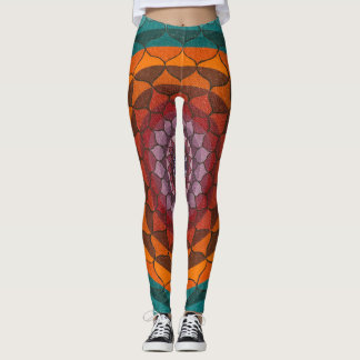 Leggings Guêtres de mandala de Lotus d'orange et de