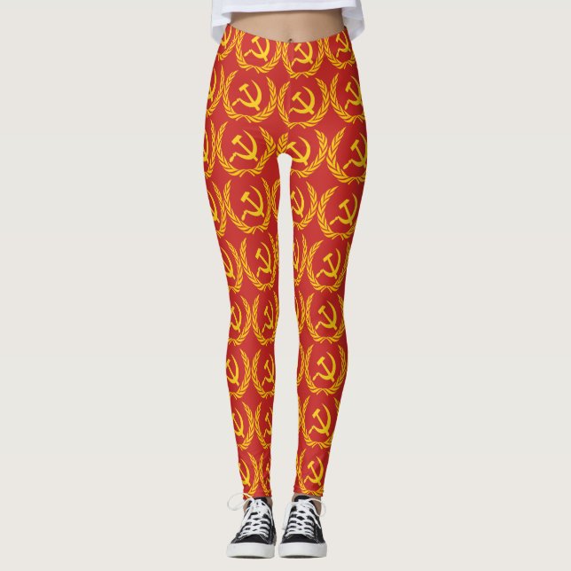 Leggings Guêtres de marteau et de faucille (motif de (Devant)