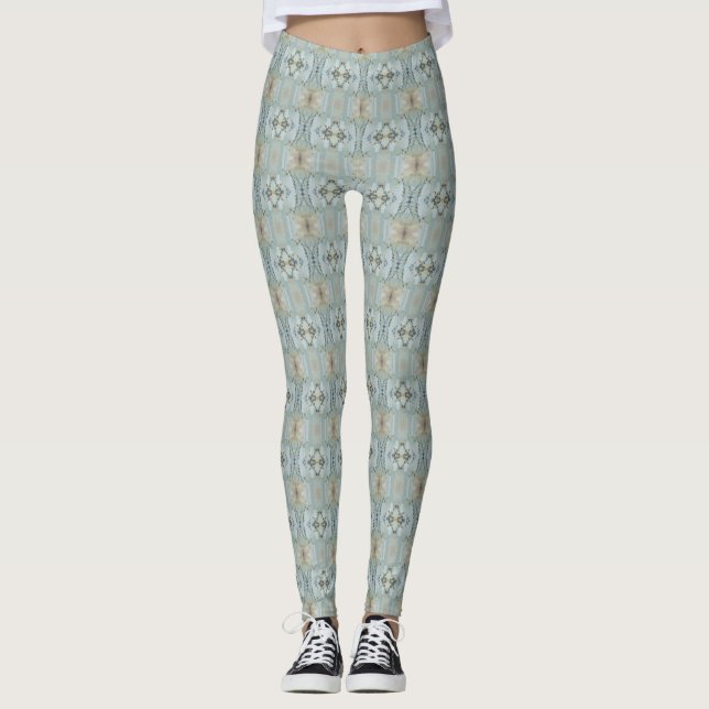 Leggings Guêtres de miroir de pavot bleu de poudre, Los (Devant)