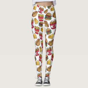 Leggings Guêtres de motif d'aliments de préparation rapide
