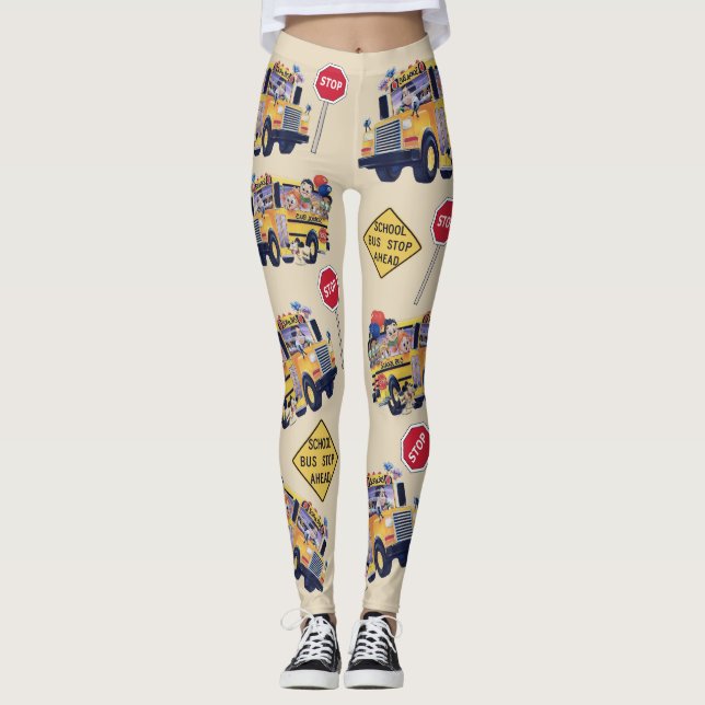 Leggings Guêtres de motif de partie de chauffeur d'autobus (Devant)