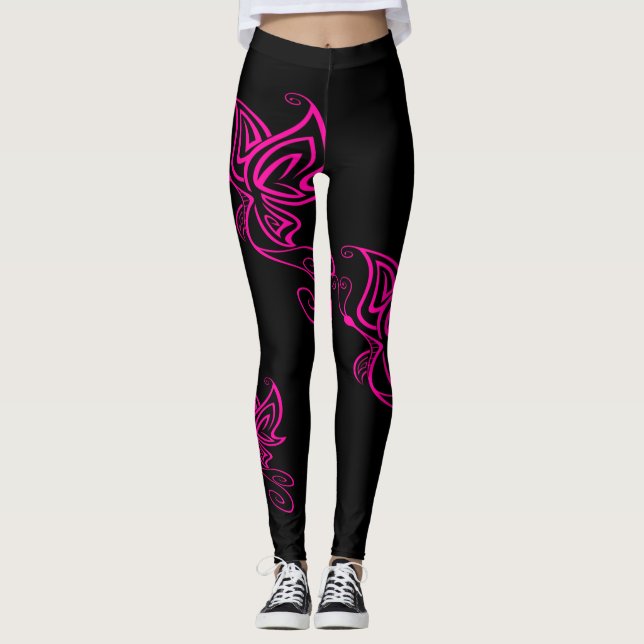 Leggings Guêtres de papillon de roses indien (Devant)