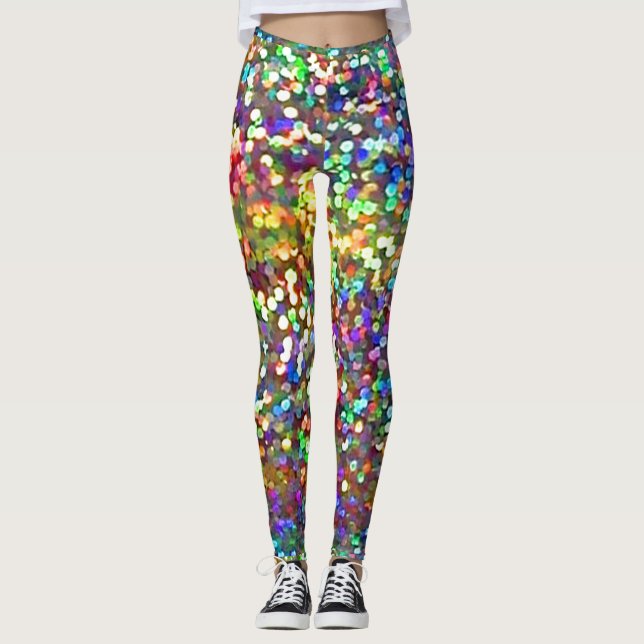 Leggings Guêtres de parties scintillantes d'arc-en-ciel (Devant)