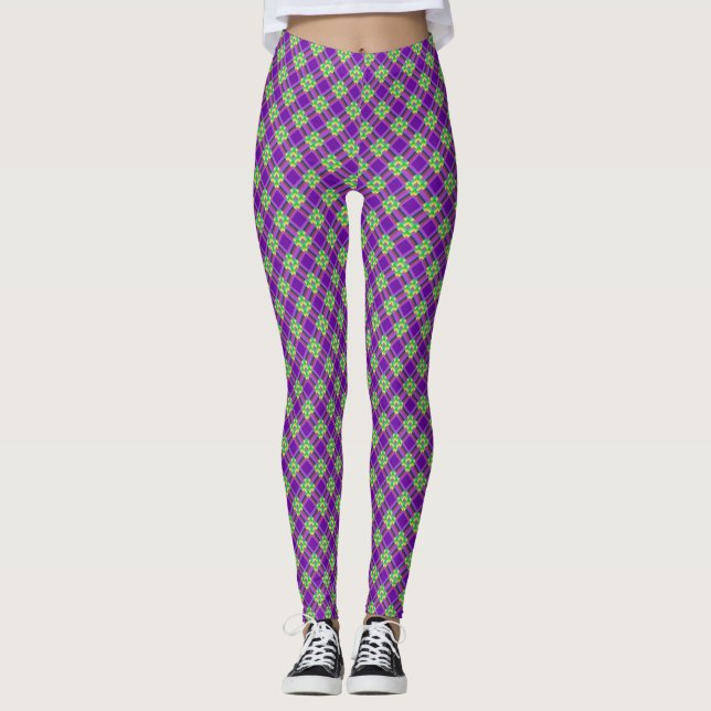 Leggings Guêtres de plaid de mardi gras (Devant)