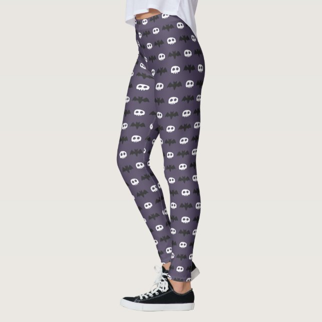 Leggings Guêtres de pourpre de motif de Halloween de crâne (Gauche)