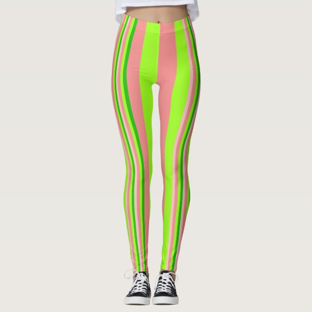 Leggings Guêtres de rayure de pastèque (Devant)