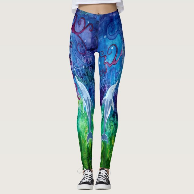 Leggings Guêtres de regard fixe de dauphin (Devant)