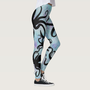 Leggings Guêtres de silhouette de poulpe de lavande d'Aqua