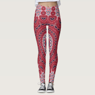 Leggings Guêtres de yoga de motif de médaillon de rouge d