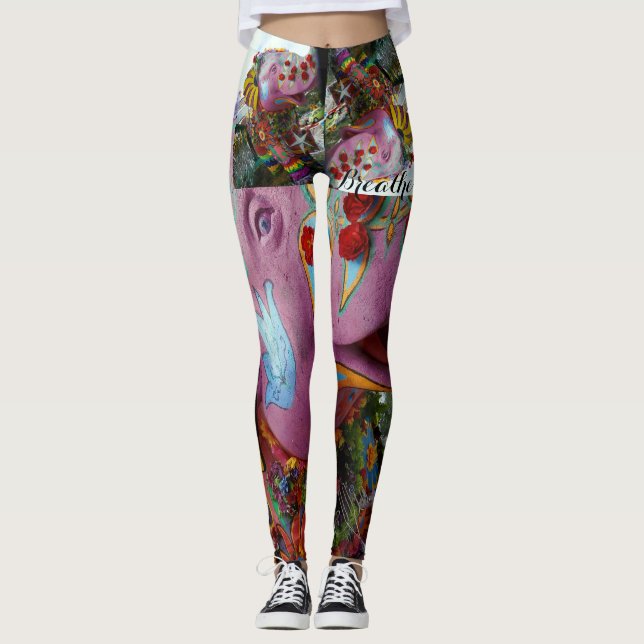 Leggings Guêtres de yoga de paix d'éléphant (Devant)