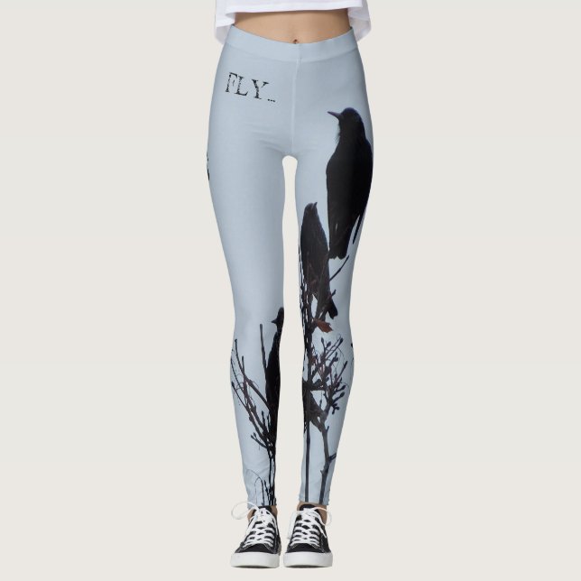 Leggings guêtres de yoga d'oiseau ! (Devant)