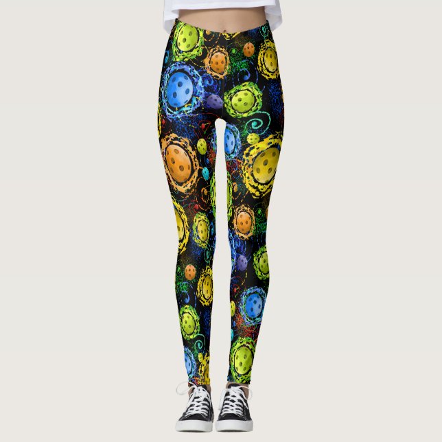 Leggings Guêtres d'énergie de Pickleballs (Devant)