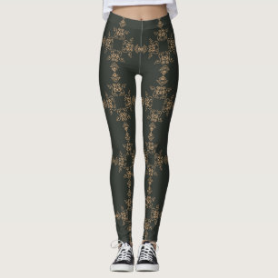 Leggings Guêtres détaillées fleuries d'or luxueux