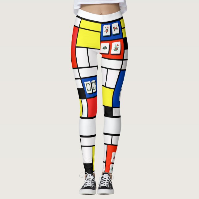 Leggings Guêtres d'heure-milliampère Jonng-Mondrian (Devant)